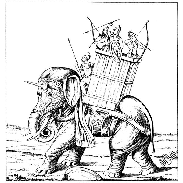 Krieger mit Elefant